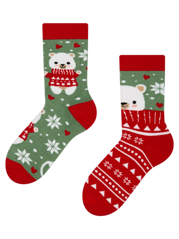 Lustige warme Socken für Kinder Bär mit Schal