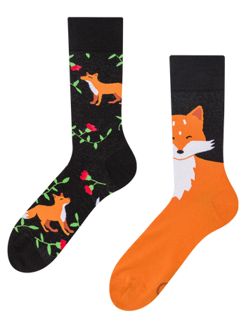 Lustige Socken Fuchs und Blüten