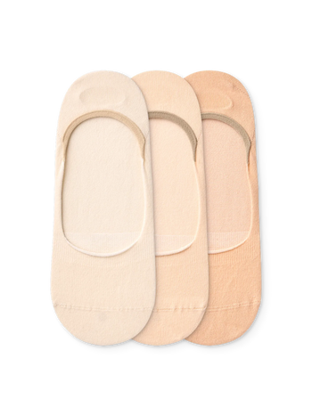 3er-Pack No-Show-Socken aus Baumwolle Beige Klassisch
