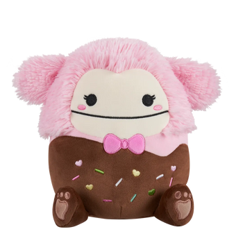 Squishmallows Brina der in Schokolade getauchte rosa Bigfoot mit rosa Fliege, 20 cm