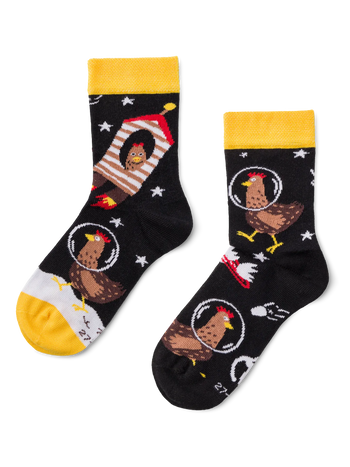 Lustige Kindersocken Hühner-Astronaut