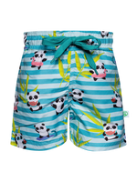 Lustige Badeshorts für Jungen Panda im Urlaub