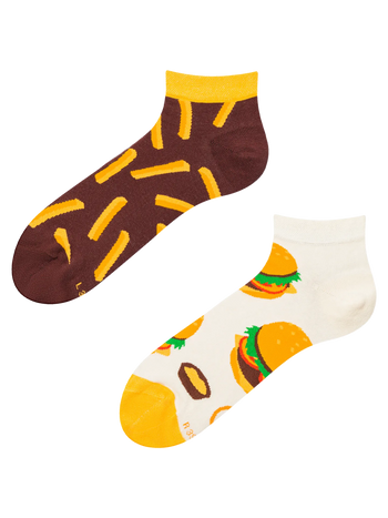 Lustige Knöchelsocken Burger und Pommes Frites