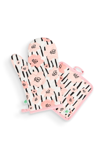 Lustiges Küchenset Rosa Blumen