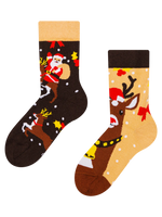 Lustige Kindersocken Rentier & Weihnachtsmann