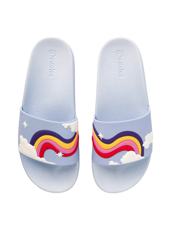 Lustige Pantoletten Regenbogenhimmel