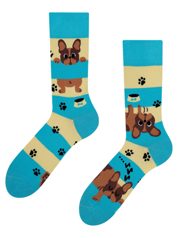 Lustige Socken Hunde und Streifen
