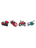 Abnehmbare Anstecker für Kinder 4er-Pack Fahrzeuge