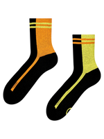 Lustige funktionelle Crewsocken Streifen in Limette und Orange