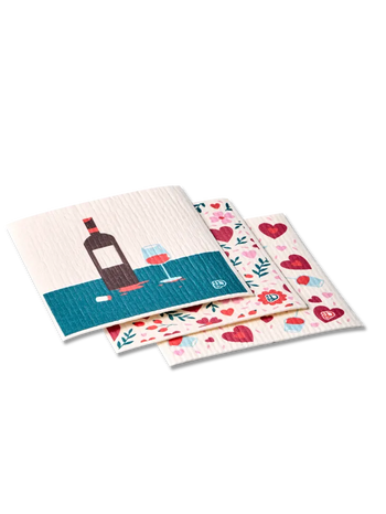 Küchenschwammtuch 3er-Pack Flasche Wein