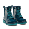 Lustige smaragdblaue Regenstiefel für Kinder