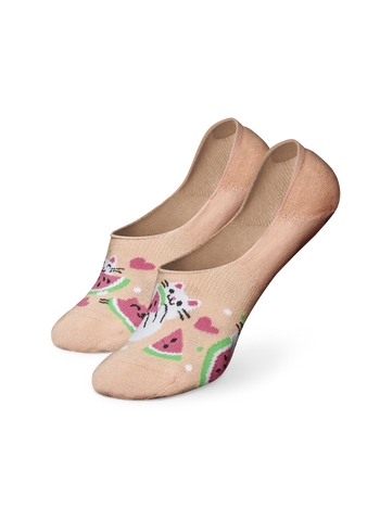 Lustige No-Show-Socken Wassermelonen-Katze