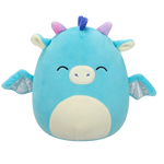 Squishmallows Tatiana der dunkelgraue Drache mit geschlossenen Augen, 20 cm