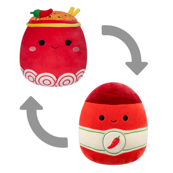 Squishmallows 2-in-1 Odion die feuerroten Nudeln/Illia die Sriracha, 13 cm