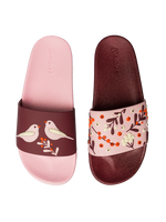 Lustige Pantoletten Vögel und Beeren