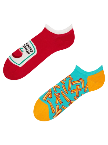 Lustige Sneakersocken Pommes mit Ketchup