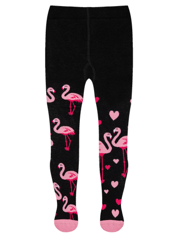 Lustige Strumpfhosen für Kinder Flamingos und Herzen
