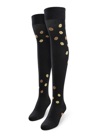 Lustige Überkniestrümpfe Schwarzer Kaffee