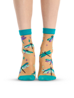 Lustige Nylonsocken Türkisfarbene Libellen