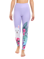 Lustige Sportleggings Lama und Blumen