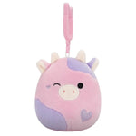 Squishmallows Clip-On Patty die zwinkernde rosa und lila Kuh, 9 cm