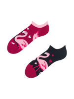 Lustige Sneakersocken Flamingos und Herzen