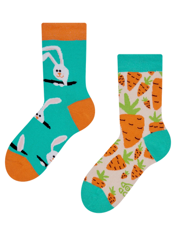 Lustige Kindersocken Kaninchen und Karotte