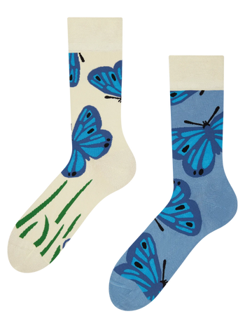 Lustige Bambussocken Blauer Schmetterling