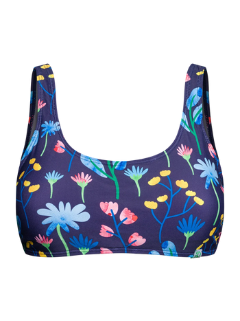 Lustiges sportliches Bikinioberteil Aquarell-Blumen