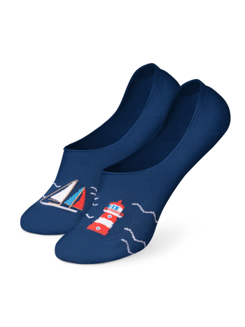 Lustige No-Show-Socken Leuchtturm und Segelboote