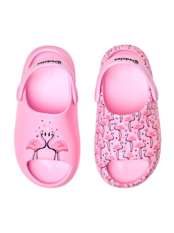 Lustige chunky Baby-Clog-Sandalen Flamingos und Herzen