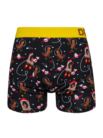 Lustige Boxershorts für Männer Hühner-Astronaut