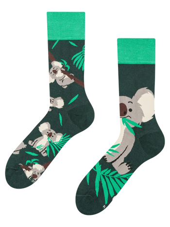 Lustige Socken Koala und Blätter