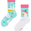 Lustige Kindersocken Gänse und Blumen
