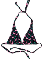 Lustiges Bikinioberteil in Triangelform Flamingos und Blätter