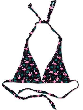 Lustiges Bikinioberteil in Triangelform Flamingos und Blätter