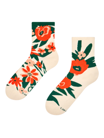 Lustige Crewsocken Mohnblumengarten