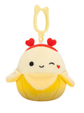 Squishmallows Clip-On Junie die zwinkernde gelbe Banane, 9 cm