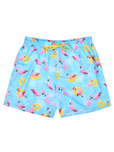 Lustige Badeshorts für Männer Flamingo im Urlaub