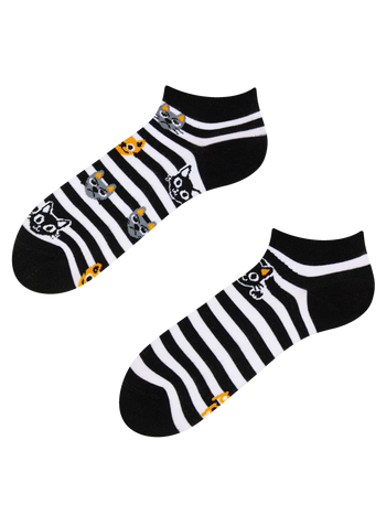 Lustige Knöchelsocken Katzen und Streifen