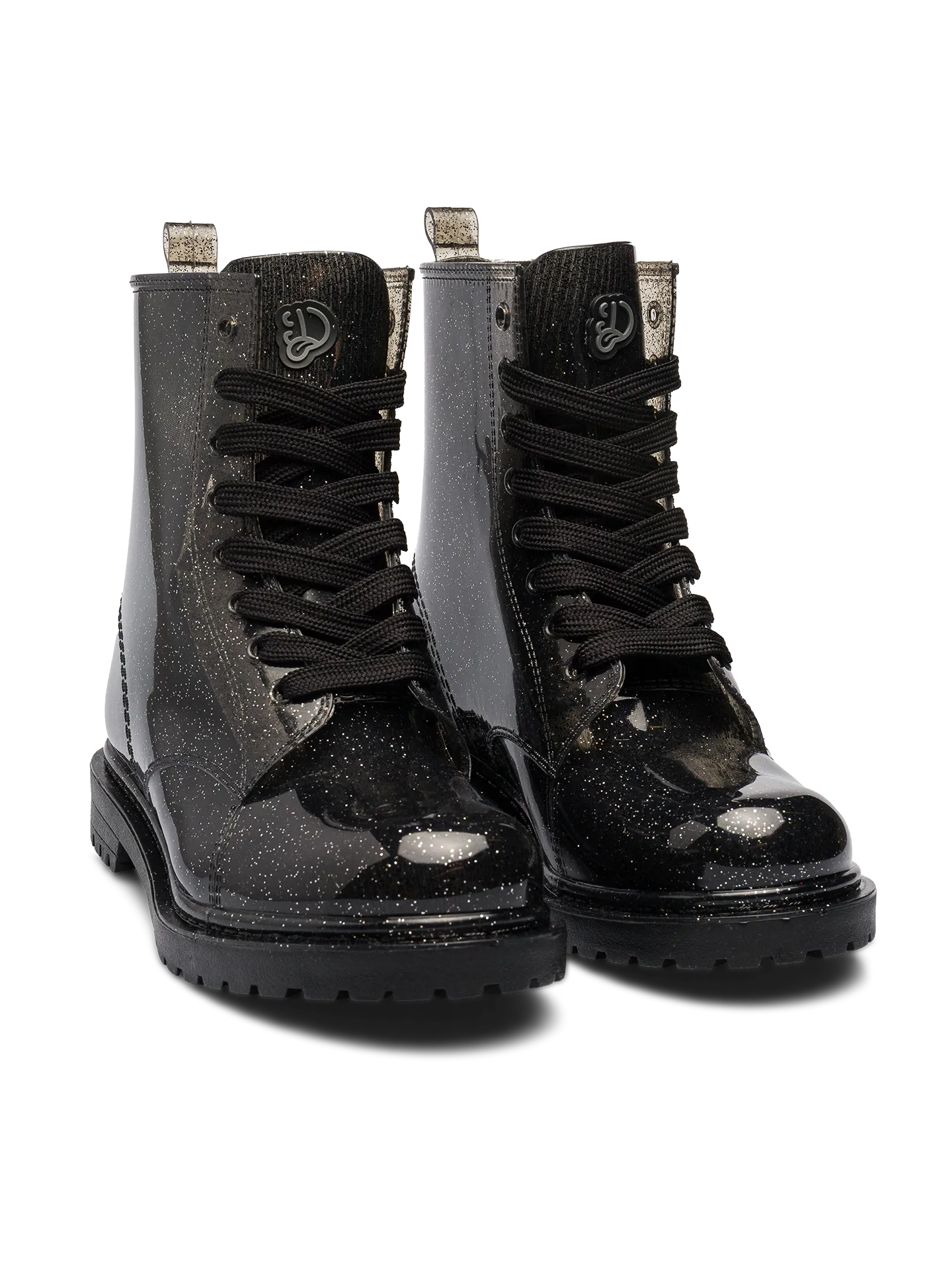 Schwarze Glitzer Regenstiefel für Frauen