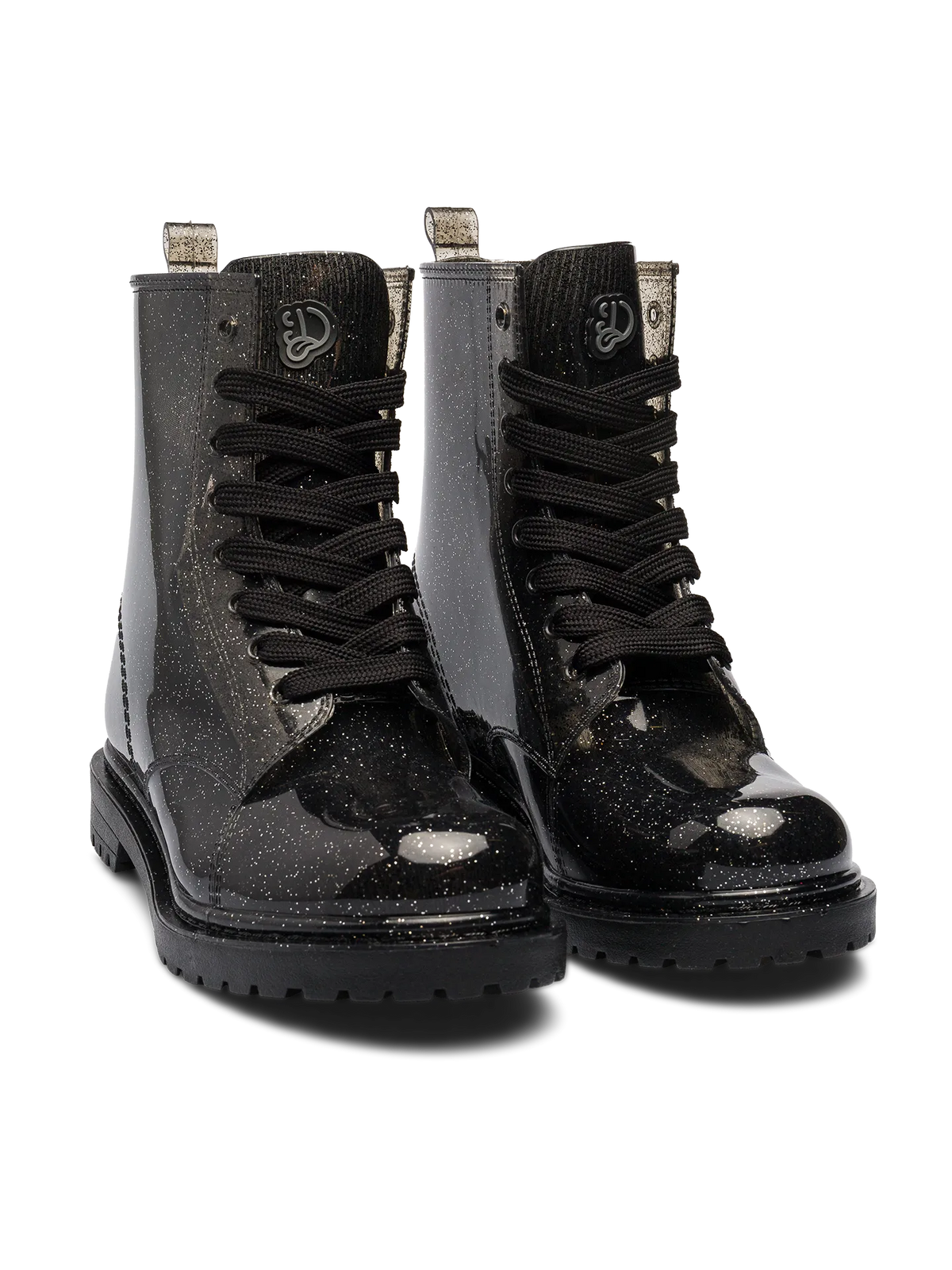 Schwarze Glitzer Regenstiefel für Frauen