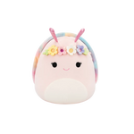 Squishmallows Silvina die rosa Schnecke mit Regenbogenmuschel und Blütenkrone, 20 cm