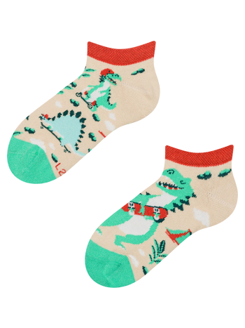 Lustige Knöchelsocken für Kinder Dino-Skatepark