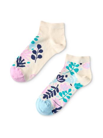 Lustige Knöchelsocken Türkisfarbene Blätter