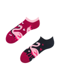 Lustige Sneakersocken Flamingos und Herzen