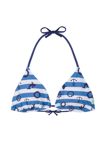 Lustiger Bikinioberteil in Triangelform Marinestreifen