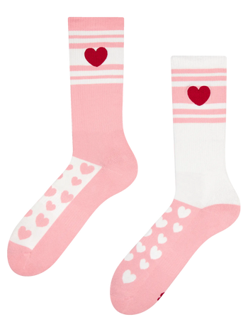 Lustige Sportsocken Streifen und Herzen