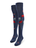 Lustige Überkniestrümpfe Marienkäfer und Mohnblumen