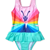 Lustiger Badeanzug für Mädchen Regenbogen-Schmetterling